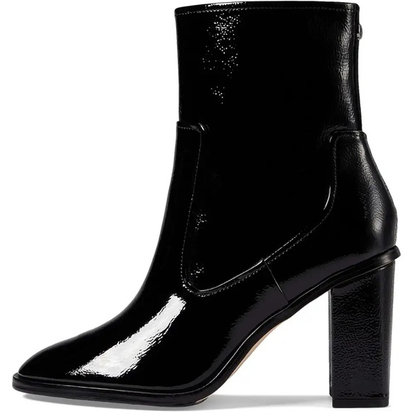 Donald Pliner Maymici Crinkle Patent Leather Black Heeled Bootie Women's 8 NIB - Picture 2 of 11
